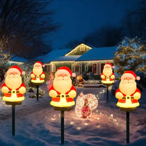 Luzes Solares de Papai Noel para Jardim com 5 Estacas