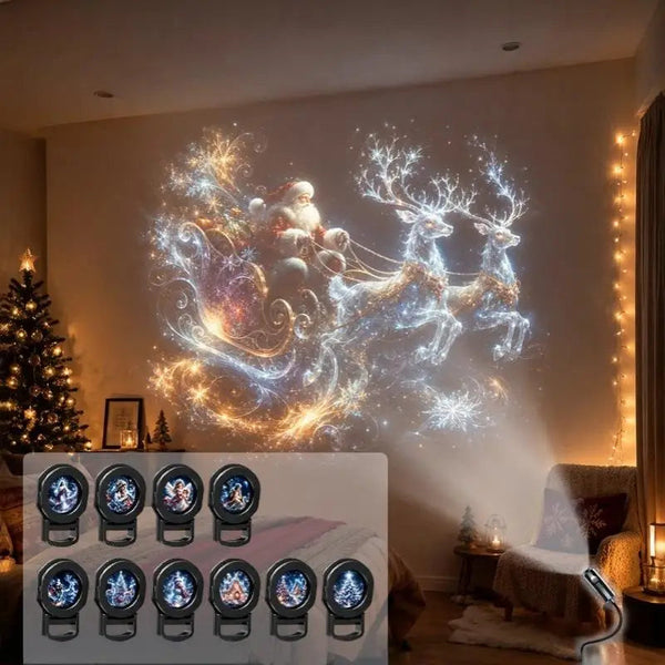 Projetor de Natal USB Noite de Natal com Discos de Cenas