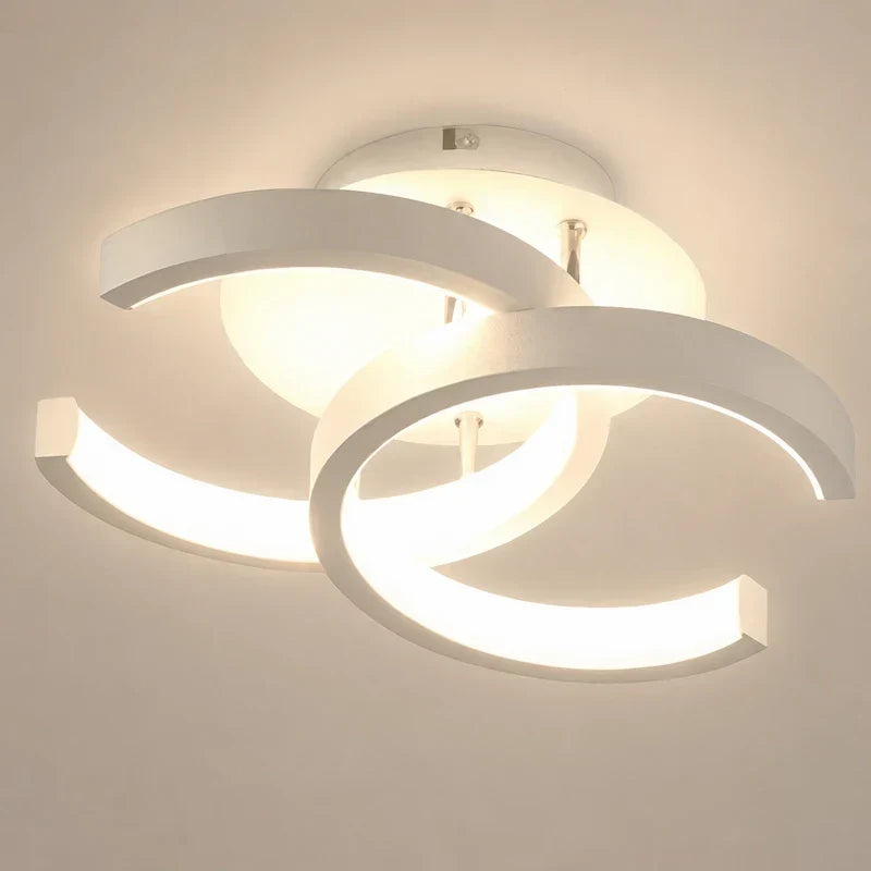 plafon led de teto curvo branco aceso