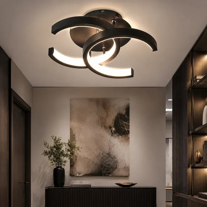 plafon led preto em hall de entrada com quadro