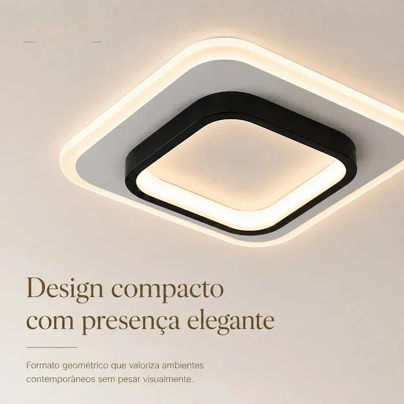 plafon led quadrado com design compacto e elegante