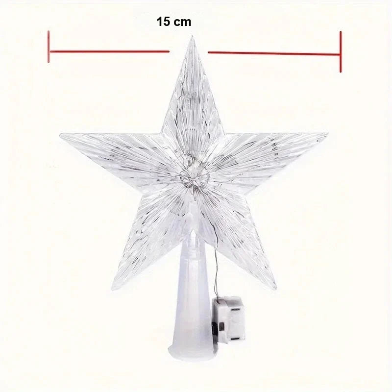 medida da ponteira de arvore de natal estrela com 15 cm