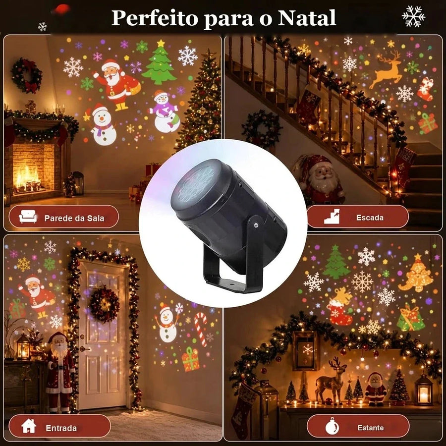 Projetor de Luz de Natal com 16 Desenhos Giratórios