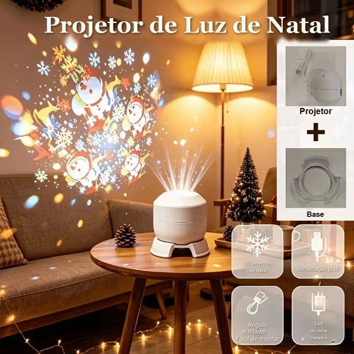 projetor de natal giratório com base e 20 desenhos natalinos