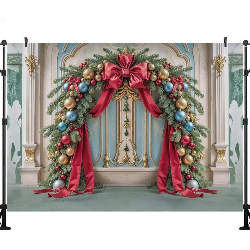 Arcos com Guirlandas e Árvores de Natal, Painéis de Fundo para Fotografia de Crianças e Adultos, Acessórios para Sessões de Fotos de Bebês e Crianças