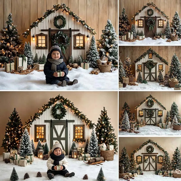 Cenário Natalino Cabana de Inverno para Fotos