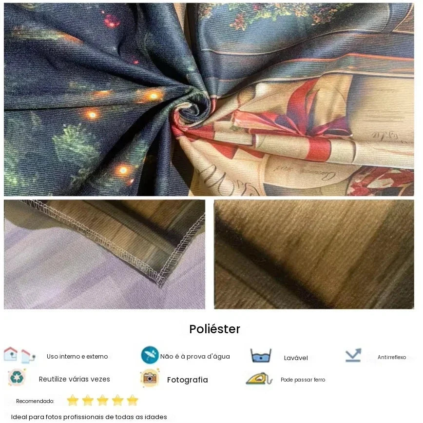 Fundo Fotográfico de Inverno Natalino: Loja do Papai Noel, Fábrica de Brinquedos, Correios, Árvore de Natal, Decoração para Retratos de Crianças e Família, Cenário para Estúdio Fotográfico