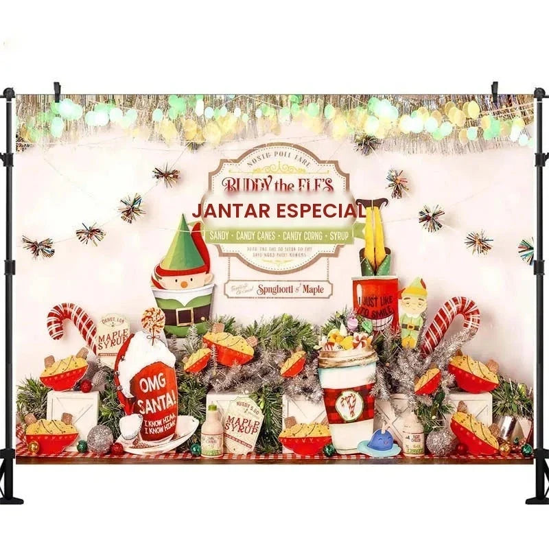 Fundo Fotográfico de Natal, Decoração de Sala de Correio do Polo Norte, Trenó do Papai Noel, Acessórios de Estúdio para Retratos de Família no Natal