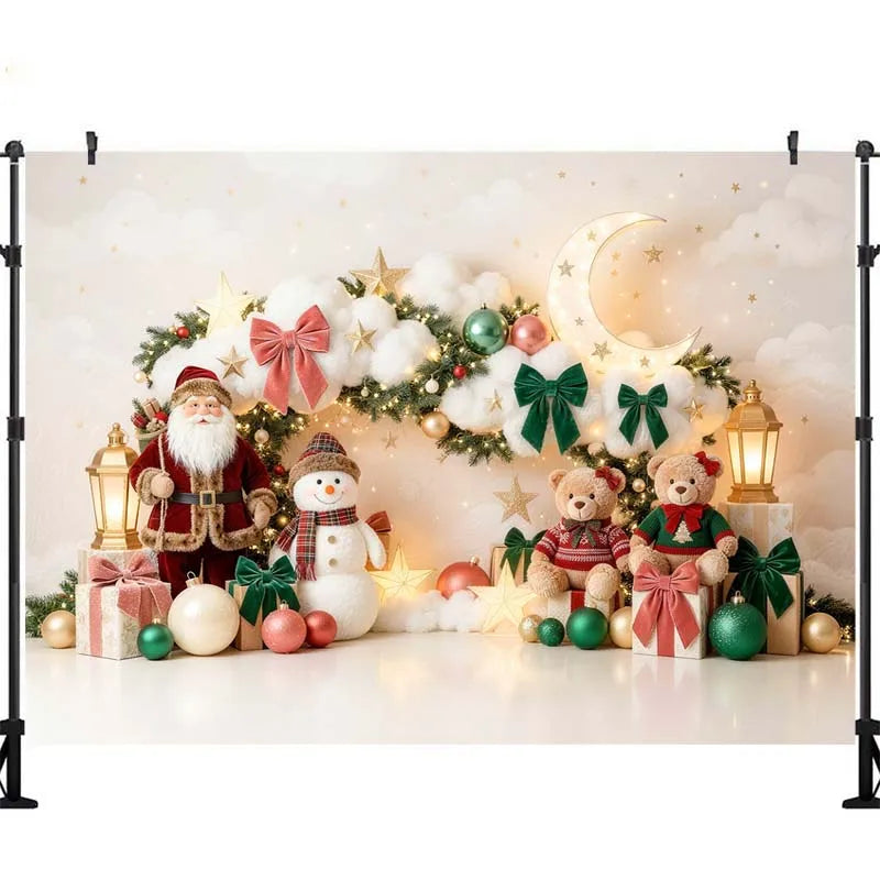 Fundo Fotográfico de Natal, Decoração de Sala de Correio do Polo Norte, Trenó do Papai Noel, Acessórios de Estúdio para Retratos de Família no Natal