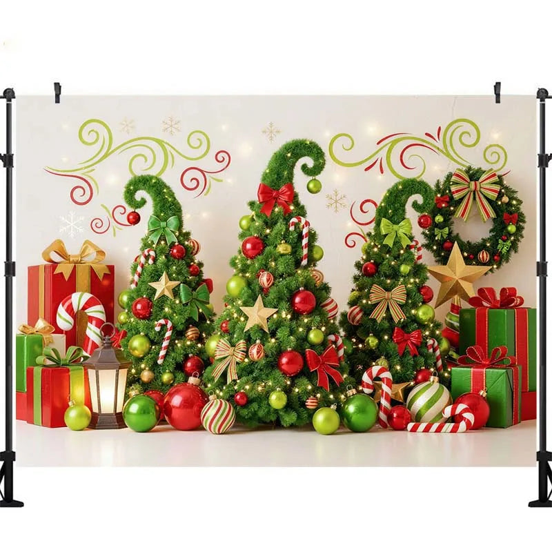 Fundo Fotográfico de Natal, Decoração de Sala de Correio do Polo Norte, Trenó do Papai Noel, Acessórios de Estúdio para Retratos de Família no Natal