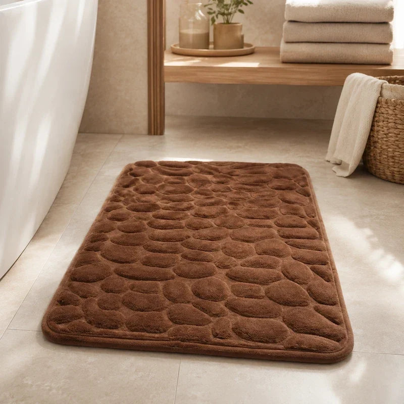 Tapete para Banheiro com Memory Foam e Relevo de Pedras 40 x 60 cm