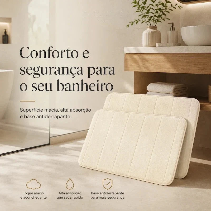 kit de dois tapetes de banheiro antiderrapantes macios - detalhe 7