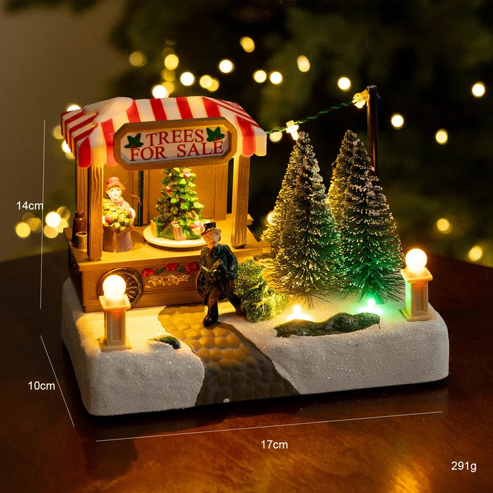 medidas da barraca de árvores de natal em miniatura 17 x 10 x 14 cm